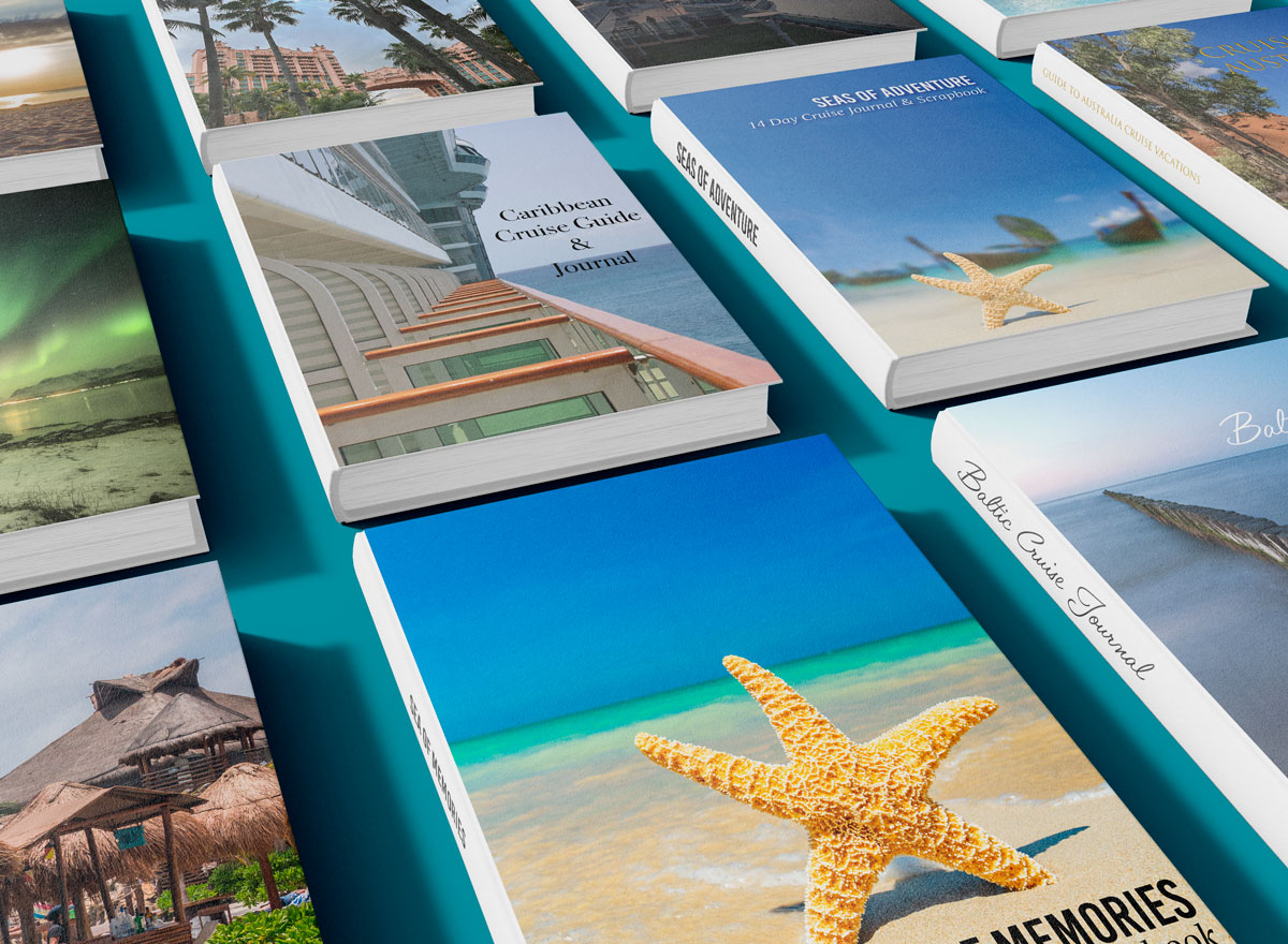 Travel guidebooks arranged on a desk